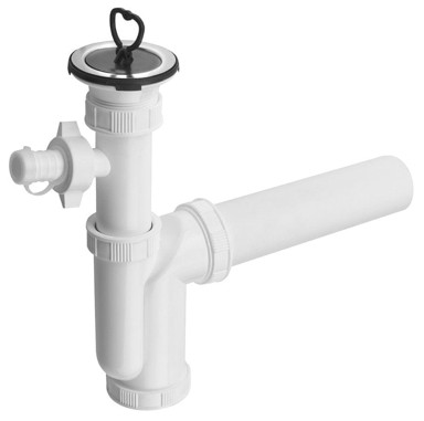 BRUCKNER Sifon za sudoper 6/4" s inox čepom i izljevom, DN50, bijeli
